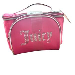 Juicy Couture train makeup bag case velour 2pc set